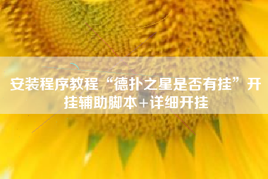 安装程序教程“德扑之星是否有挂”开挂辅助脚本+详细开挂