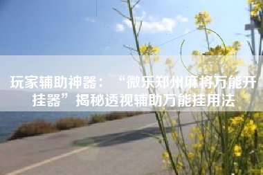 玩家辅助神器：“微乐郑州麻将万能开挂器”揭秘透视辅助万能挂用法