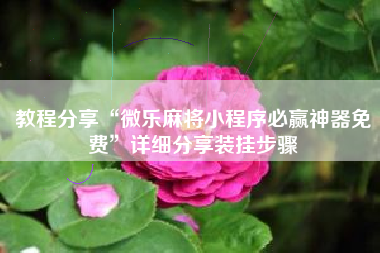 教程分享“微乐麻将小程序必赢神器免费	”详细分享装挂步骤