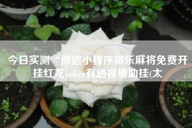 今日实测“微信小程序微乐麻将免费开挂红龙poker有透视辅助挂(太