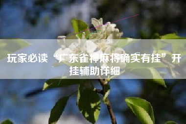 玩家必读“广东雀神麻将确实有挂”开挂辅助详细