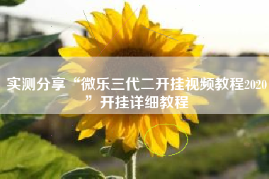 实测分享“微乐三代二开挂视频教程2020	”开挂详细教程