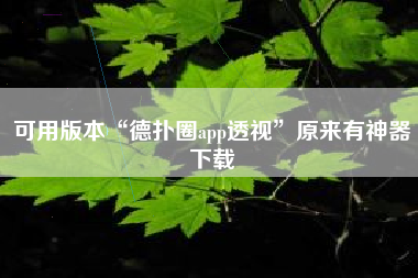 可用版本“德扑圈app透视	”原来有神器下载