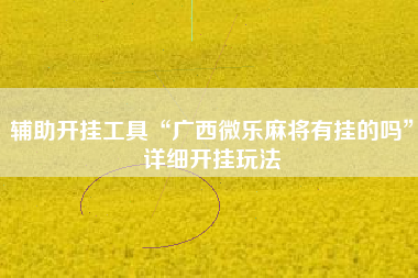 辅助开挂工具“广西微乐麻将有挂的吗	”详细开挂玩法