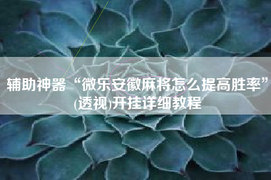 辅助神器“微乐安徽麻将怎么提高胜率”(透视)开挂详细教程