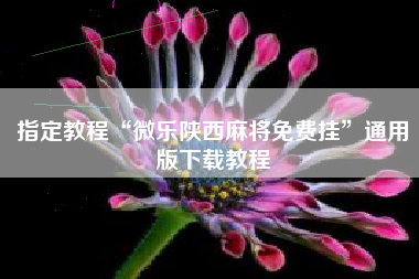 指定教程“微乐陕西麻将免费挂”通用版下载教程