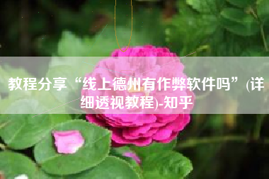 教程分享“线上德州有作弊软件吗	”(详细透视教程)-知乎