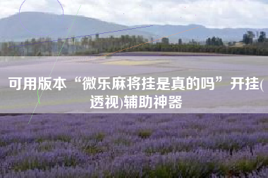 可用版本“微乐麻将挂是真的吗”开挂(透视)辅助神器