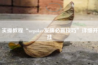 实操教程“wepoker发牌必赢技巧”详细开挂