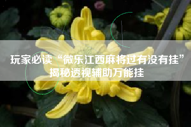 玩家必读“微乐江西麻将过有没有挂”揭秘透视辅助万能挂