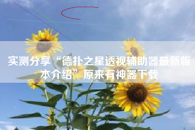 实测分享“德扑之星透视辅助器最新版本介绍”原来有神器下载