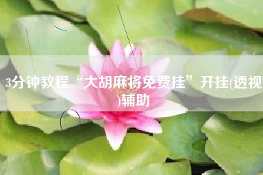 3分钟教程“大胡麻将免费挂	”开挂(透视)辅助