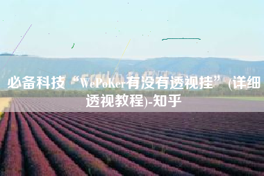 必备科技“WePoKer有没有透视挂”(详细透视教程)-知乎