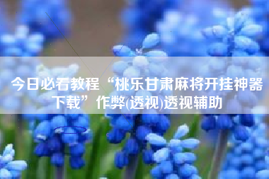 今日必看教程“桃乐甘肃麻将开挂神器下载”作弊(透视)透视辅助