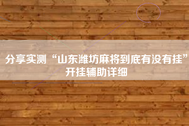 分享实测“山东潍坊麻将到底有没有挂”开挂辅助详细