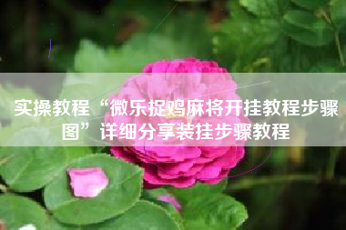 实操教程“微乐捉鸡麻将开挂教程步骤图	”详细分享装挂步骤教程