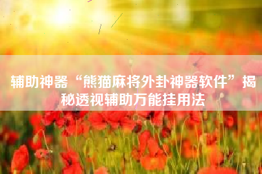 辅助神器“熊猫麻将外卦神器软件”揭秘透视辅助万能挂用法