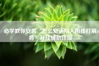 必学教你安装“怎么知道别人用挂打麻将	”开挂辅助详细