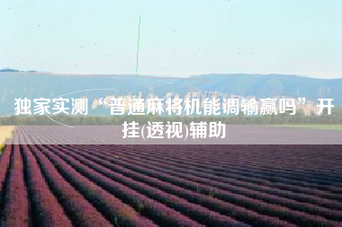 独家实测“普通麻将机能调输赢吗”开挂(透视)辅助