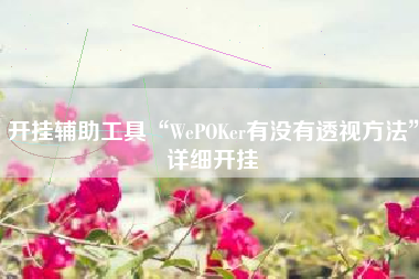 开挂辅助工具“WePOKer有没有透视方法	”详细开挂