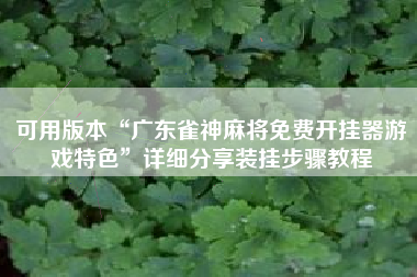 可用版本“广东雀神麻将免费开挂器游戏特色”详细分享装挂步骤教程