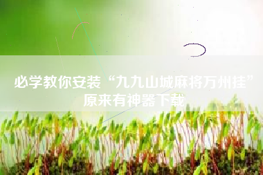 必学教你安装“九九山城麻将万州挂”原来有神器下载