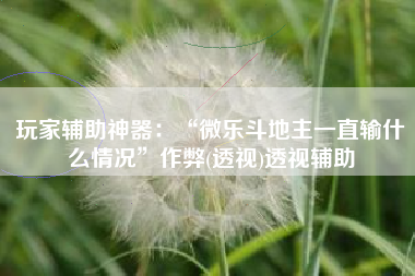 玩家辅助神器：“微乐斗地主一直输什么情况	”作弊(透视)透视辅助