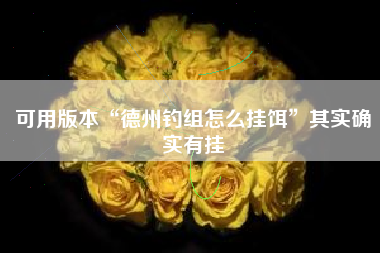 可用版本“德州钓组怎么挂饵	”其实确实有挂