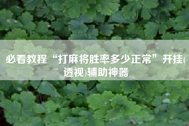 必看教程“打麻将胜率多少正常”开挂(透视)辅助神器