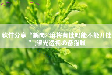 软件分享“鹤岗52麻将有挂吗能不能开挂”(曝光透视必备猫腻