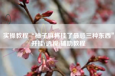 实操教程“柚子麻将挂了最忌三种东西	”开挂(透视)辅助教程