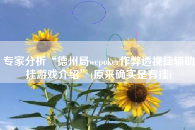 专家分析“德州局wepoker作弊透视挂辅助挂游戏介绍”(原来确实是有挂)