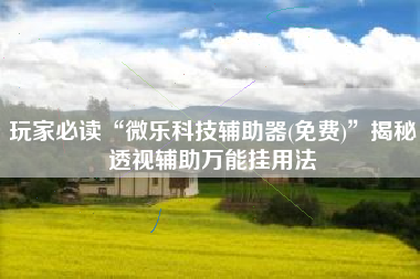 玩家必读“微乐科技辅助器(免费)”揭秘透视辅助万能挂用法