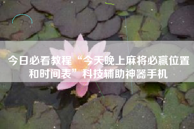 今日必看教程“今天晚上麻将必赢位置和时间表”科技辅助神器手机