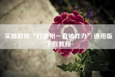 实操教程“打德州一直输咋办	”通用版下载教程