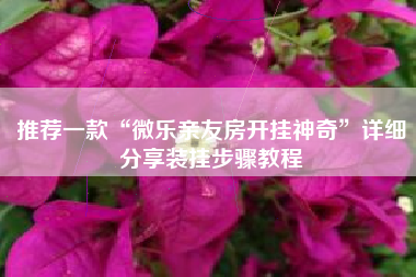 推荐一款“微乐亲友房开挂神奇	”详细分享装挂步骤教程