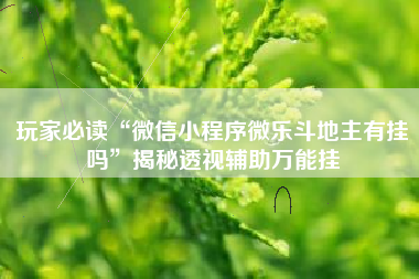 玩家必读“微信小程序微乐斗地主有挂吗”揭秘透视辅助万能挂