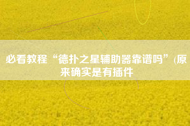 必看教程“德扑之星辅助器靠谱吗”(原来确实是有插件