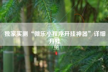 独家实测“微乐小程序开挂神器”详细开挂