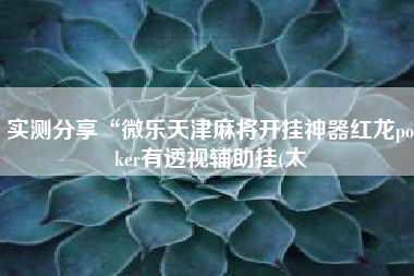 实测分享“微乐天津麻将开挂神器红龙poker有透视辅助挂(太