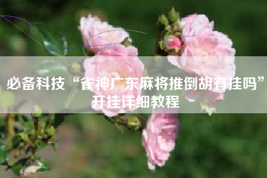 必备科技“雀神广东麻将推倒胡有挂吗”开挂详细教程