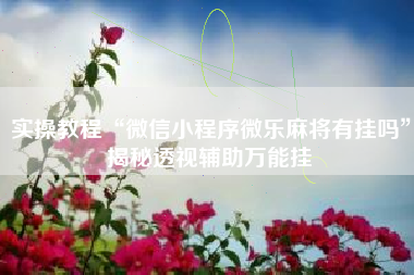 实操教程“微信小程序微乐麻将有挂吗”揭秘透视辅助万能挂