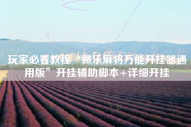 玩家必看教程“微乐麻将万能开挂器通用版”开挂辅助脚本+详细开挂