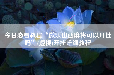 今日必看教程“微乐山西麻将可以开挂吗	”(透视)开挂详细教程