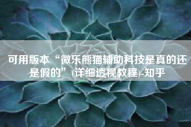 可用版本“微乐熊猫辅助科技是真的还是假的	”(详细透视教程)-知乎