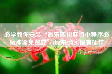 必学教你安装“微乐四川麻将小程序必赢神器免费安”(原来确实是有插件