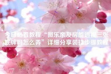 今日必看教程“微乐亲友房能透视三张底牌吗怎么弄	”详细分享装挂步骤教程