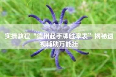 实操教程“德州起手牌胜率表”揭秘透视辅助万能挂
