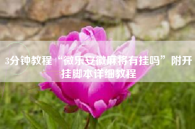 3分钟教程“微乐安徽麻将有挂吗	”附开挂脚本详细教程