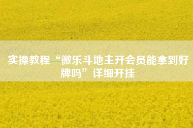 实操教程“微乐斗地主开会员能拿到好牌吗”详细开挂